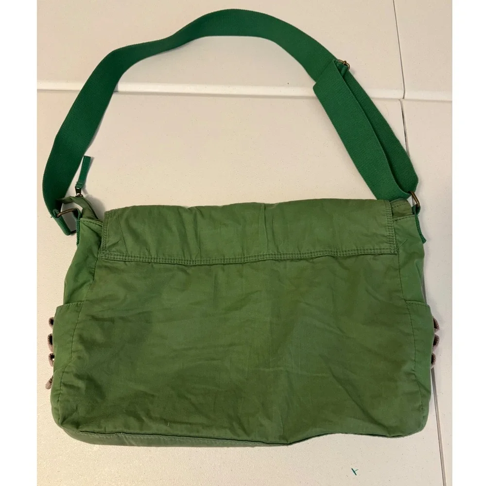Old Navy Green Canvas Messenger Bag Y2K Utility Crossbody Cargo School Bag ss